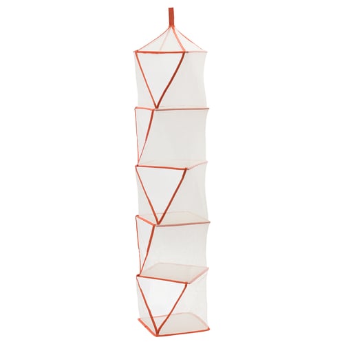 Recycled polyester TIGERFINK organiser in orange, geometric shape with mesh compartments.