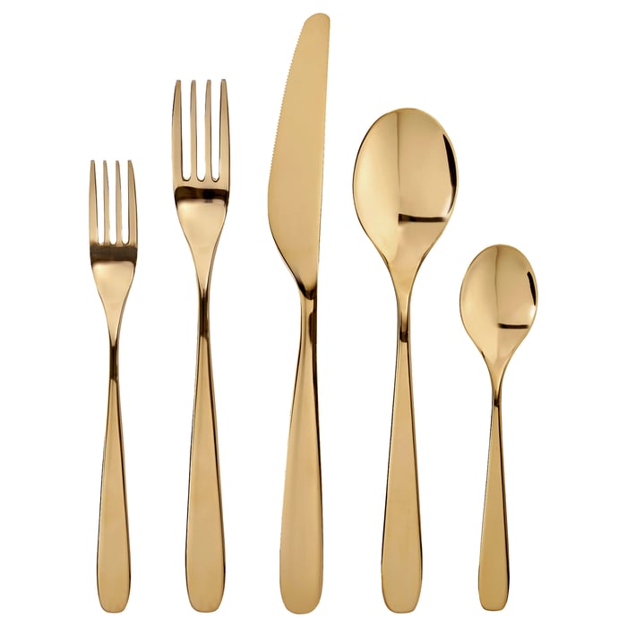 TILLAGD 20piece flatware set, brass color IKEA