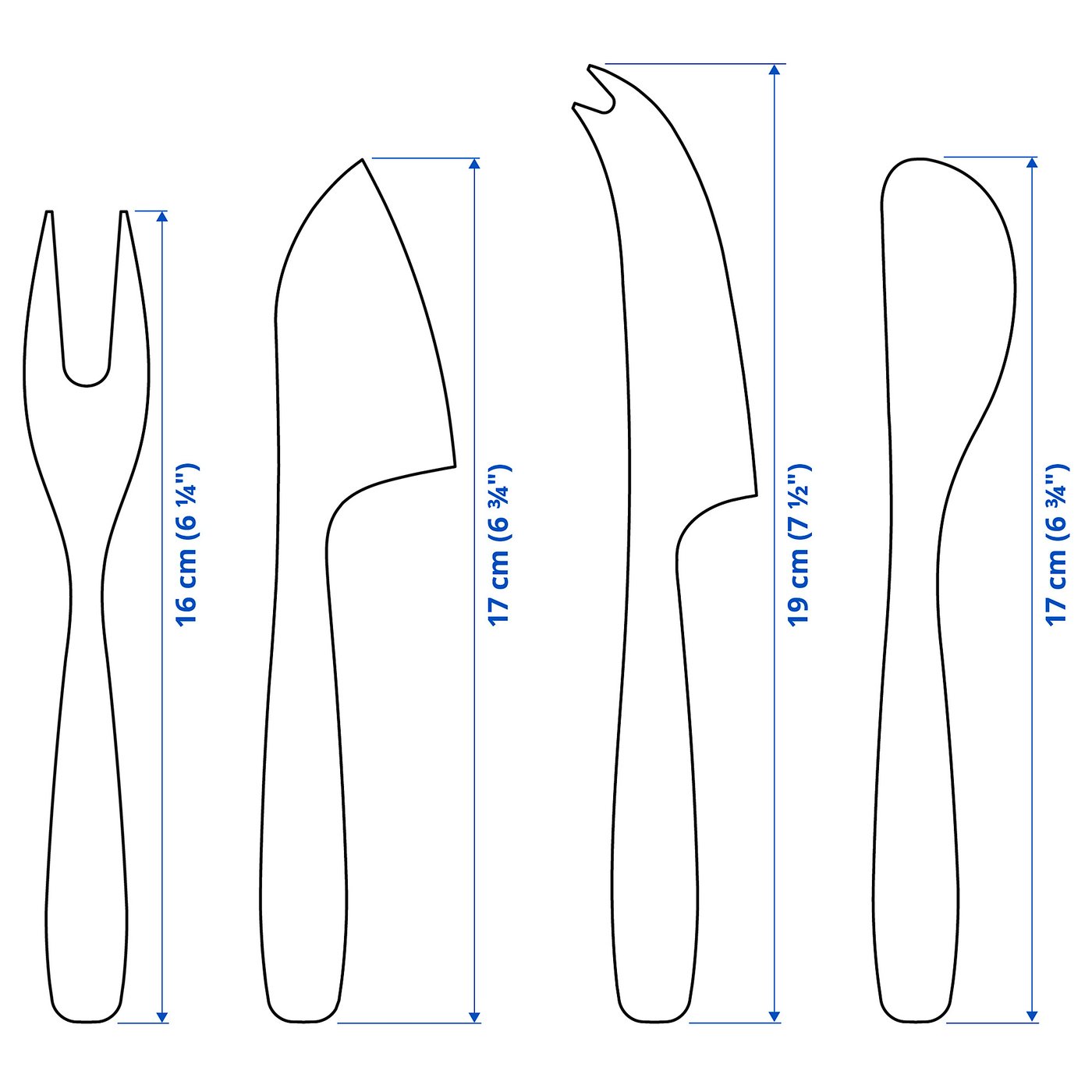 Cheese knife, set of 4, brass color 5