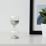 TILLSYN Decorative hourglass, clear glass/white, 6 ¼ "