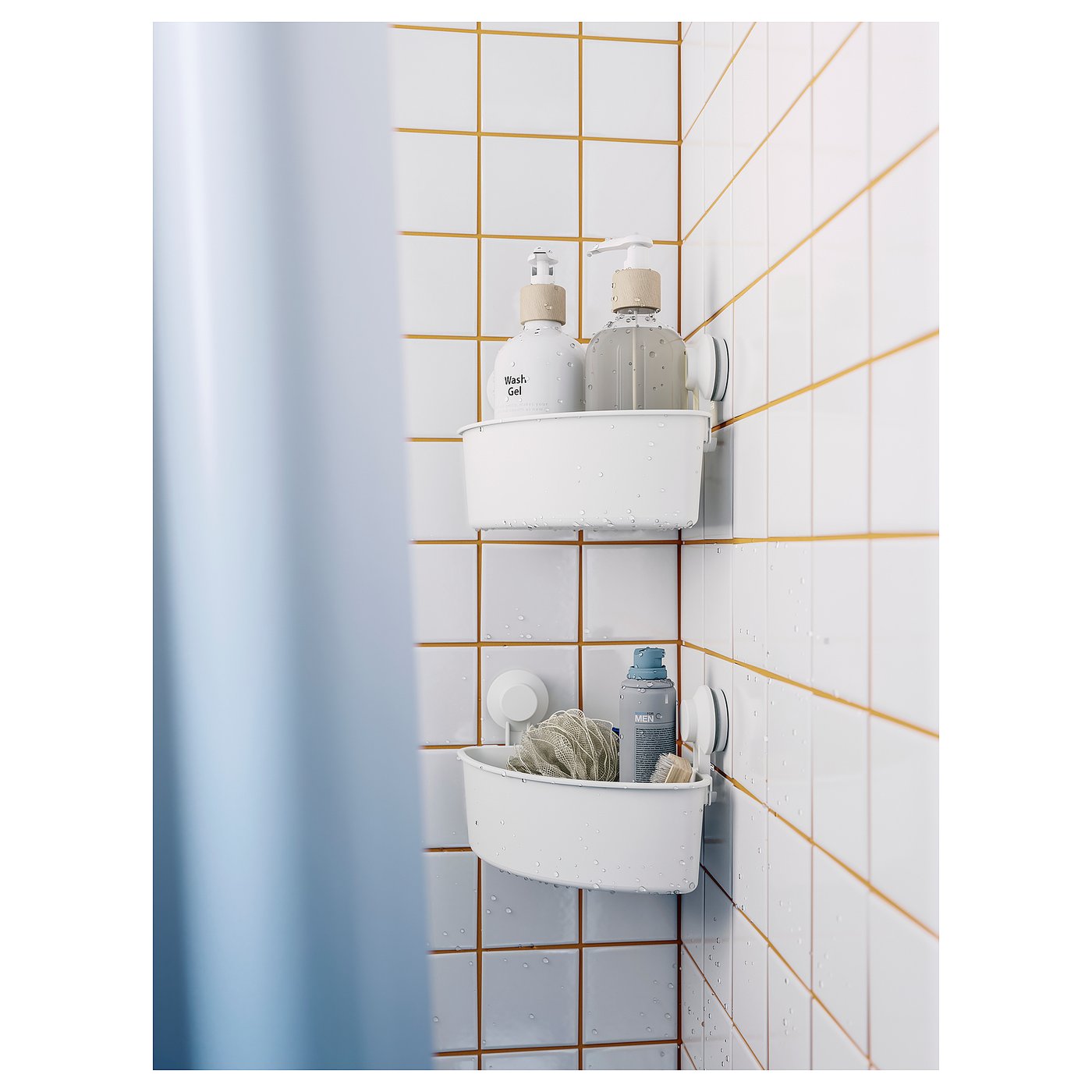 Corner basket with suction cup, white 3