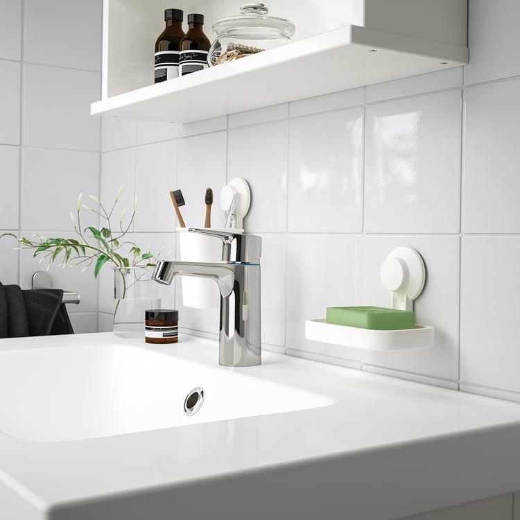 TISKEN toothbrush holder with suction cup, white IKEA