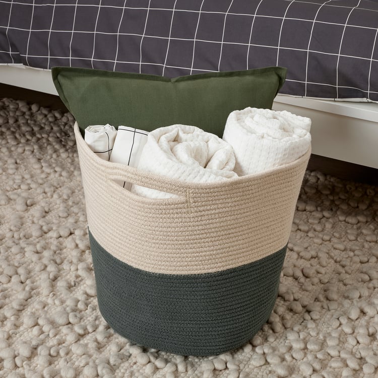 TJABBIG Basket, natural/graygreen, 18 ½x17" IKEA