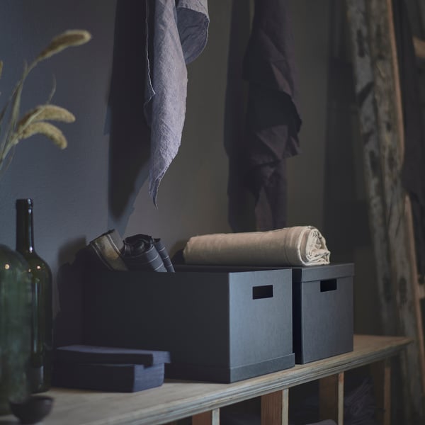 Tjena Storage Box With Lid Black Ikea