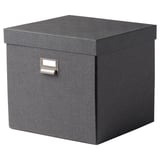 TJOG Storage box with lid, dark gray, 12 ½x12 ¼x11 ¾ "