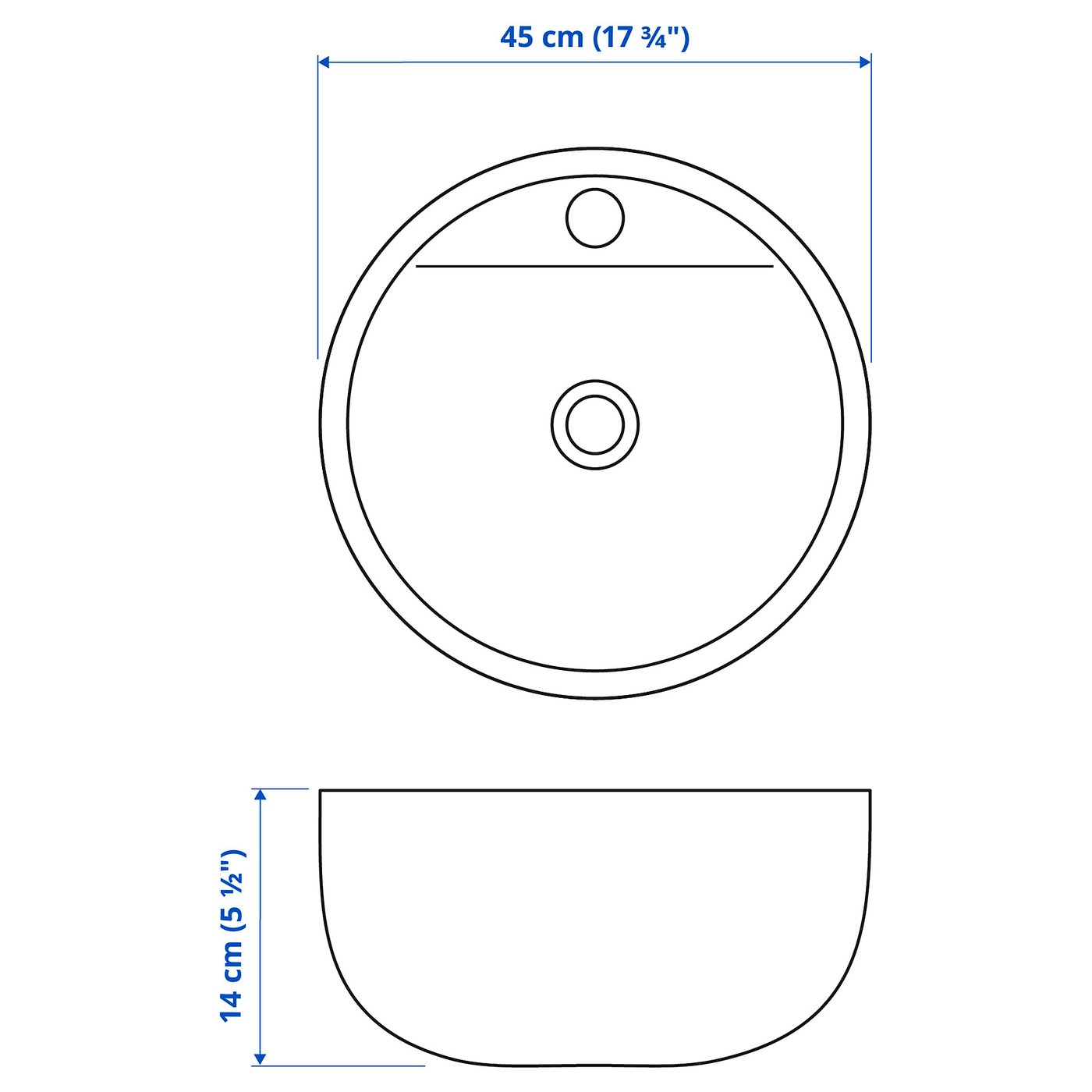 TÖRNVIKEN Countertop sink, white, 17 3/4