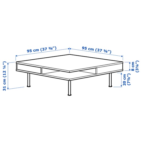 TOFTERYD Coffee table, high gloss black, 37 3/8x37 3/8" IKEA