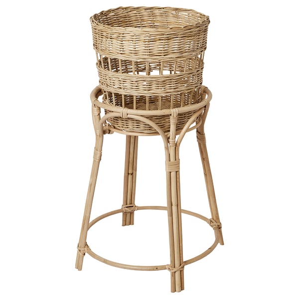 TOLKNING Plant stand, handmade rattan, 26 "