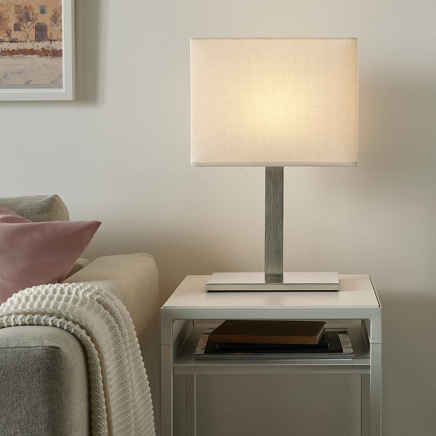 TOMELILLA table lamp with LED bulb, nickel plated/white, 20" - IKEA US