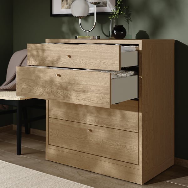 TONSTAD 4-drawer dresser, oak veneer, 32 1/4x18 1/2x35 3/8 "