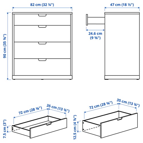 Illustration with measurements for the product: TONSTAD.