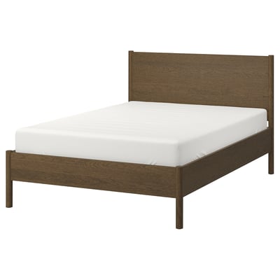 TONSTAD Bed frame, brown stained oak veneer/Luröy, Queen