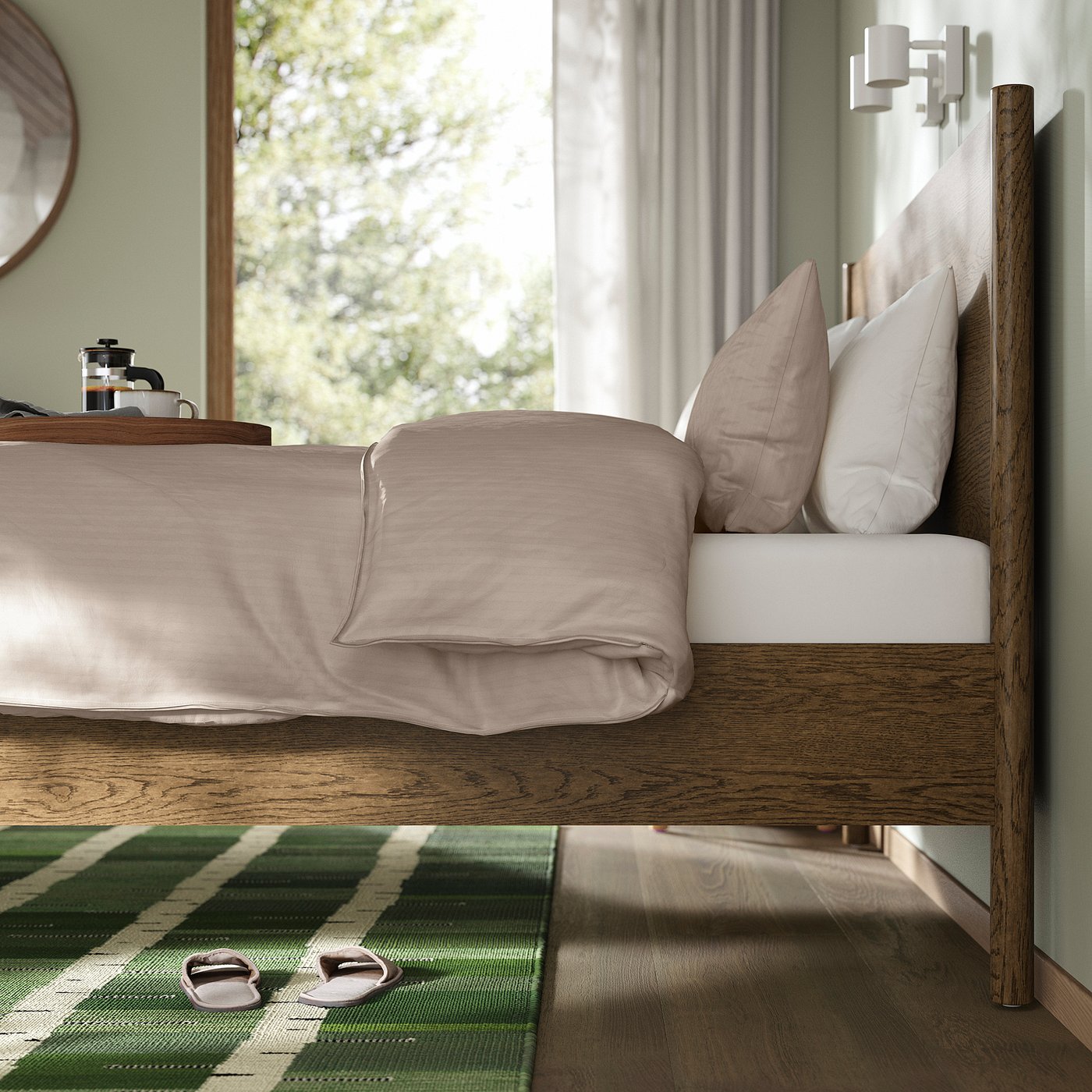 TONSTAD bed frame, brown stained oak veneer/Luröy, Queen - IKEA
