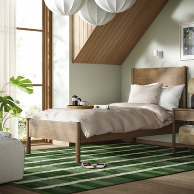 TONSTAD Bed frame, brown stained oak veneer, Twin