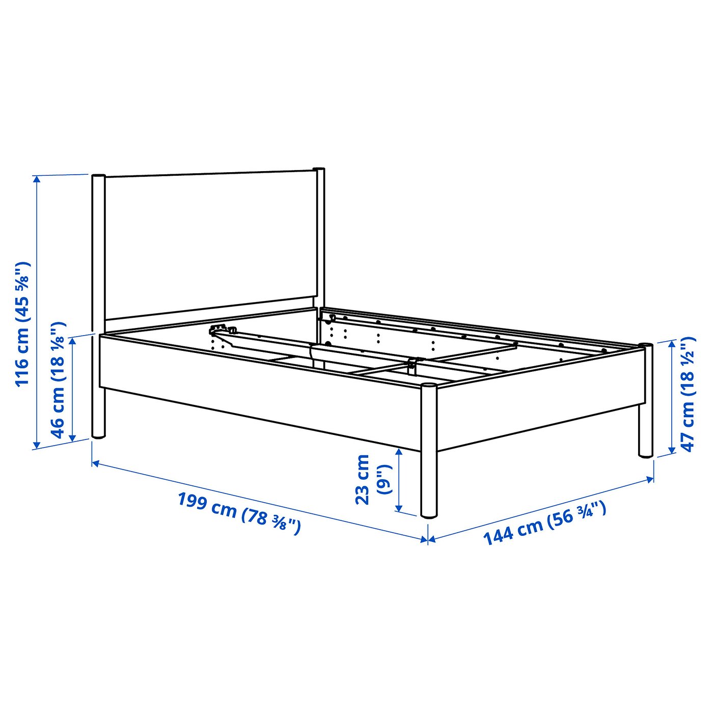 Bed frame, brown stained oak veneer 6