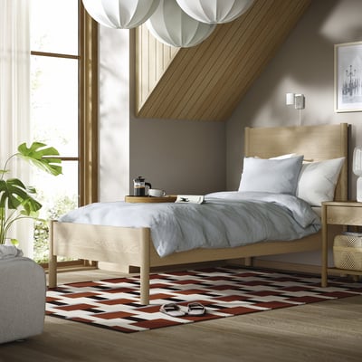 TONSTAD Bed frame, oak veneer/Lönset, Twin