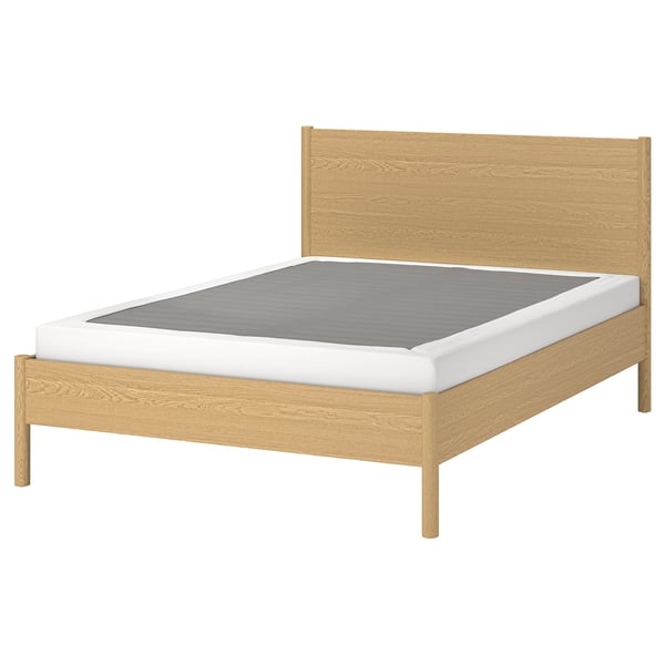 TONSTAD Bed frame, oak veneer/Lyngör white, Queen