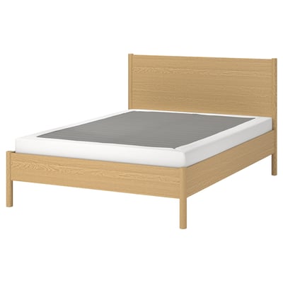 TONSTAD Bed frame, oak veneer/Lyngör white, King