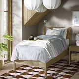 TONSTAD Bed frame, oak veneer/Lyngör white, Twin