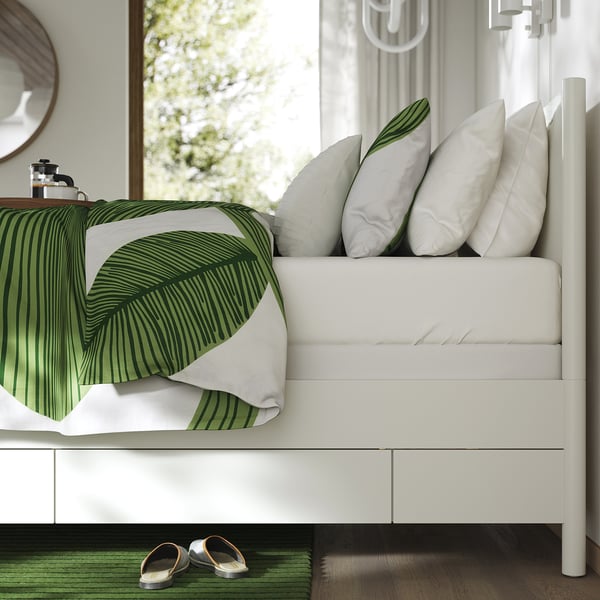 TONSTAD Bed frame with storage, off-white/Lyngör white, Full