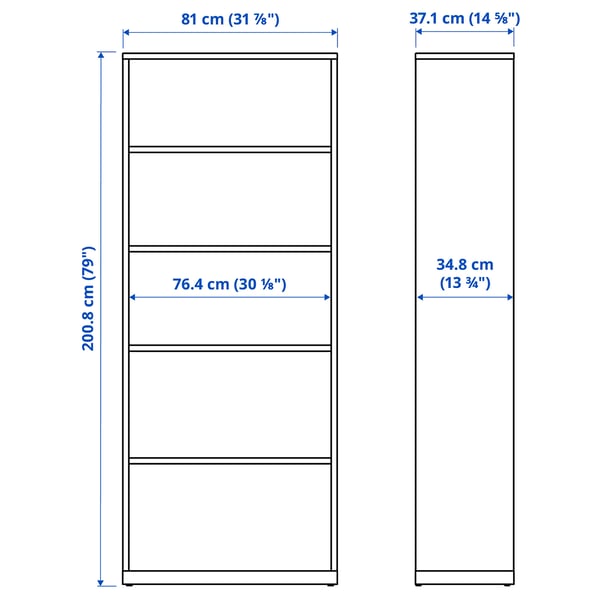 TONSTAD Bookcase, off-white, 31 7/8x14 5/8x79 "