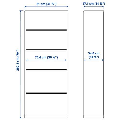 TONSTAD Bookcase, off-white, 31 7/8x14 5/8x79 "