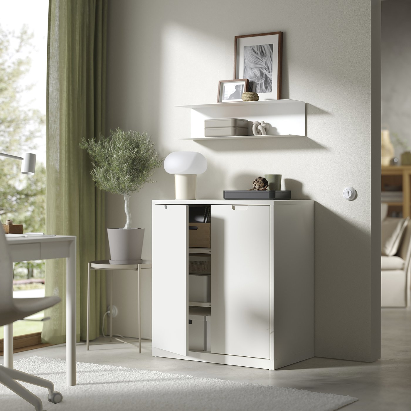 TONSTAD cabinet with doors, off-white, 317/8x181/2x353/4