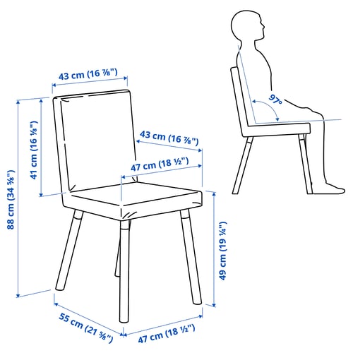 Illustration with measurements for the product: TONSTAD.