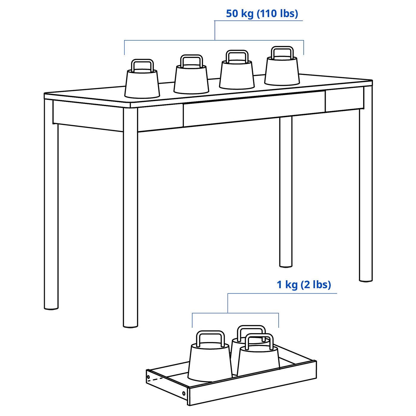 TONSTAD desk, off-white, 471/4x181/2