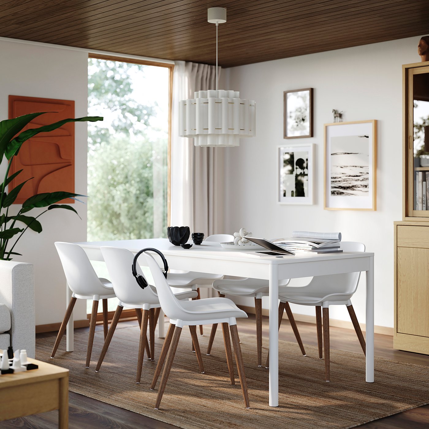 TONSTAD / GRÖNSTA table and 6 chairs, off-white/white, 783/4x331/2