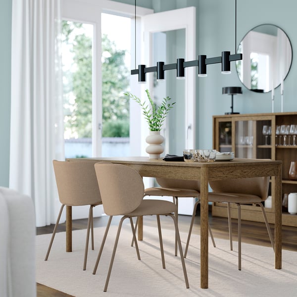 TONSTAD / KRYLBO Table and 4 chairs, brown stained oak veneer/Tonerud dark beige, 59x31 1/2 "