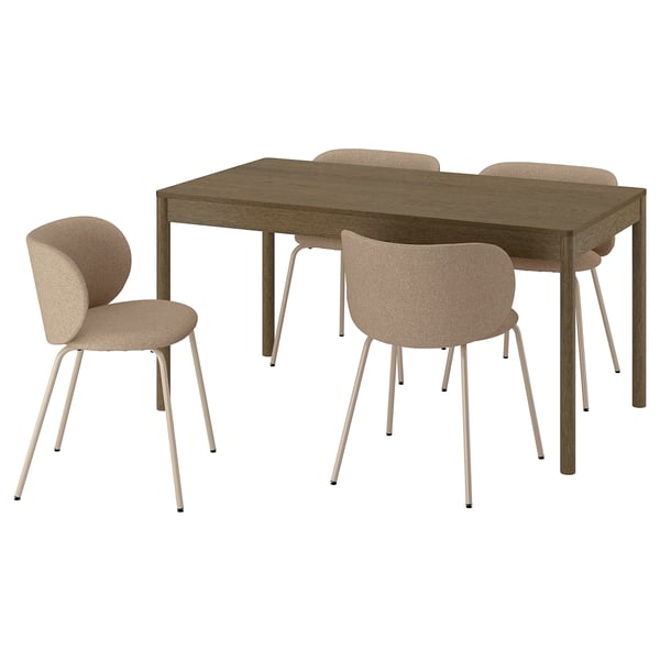 TONSTAD / KRYLBO Table and 4 chairs, brown stained oak veneer/Tonerud dark beige, 59x31 1/2 "