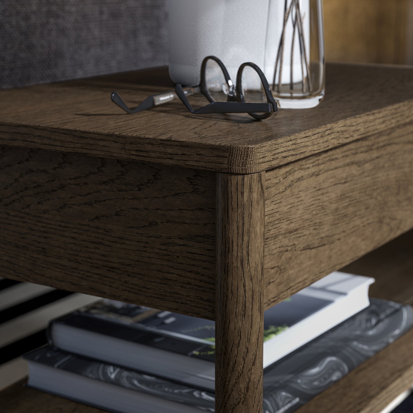 TONSTAD side table, brown stained oak veneer, 251/4x153/4