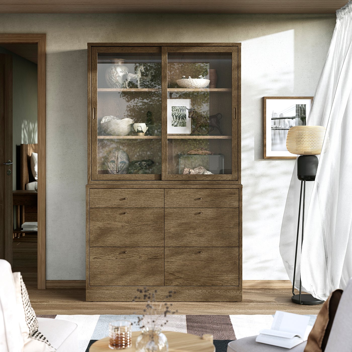 TONSTAD storage combination with drawers, brown stained oak veneer