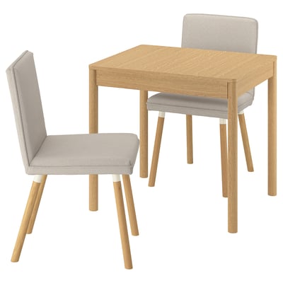 TONSTAD / TONSTAD Table and 2 chairs, oak veneer/Fridtuna light beige oak effect, 31 1/2/47 1/4x27 1/2 "