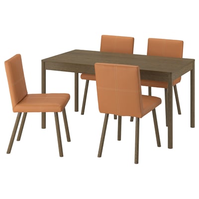 TONSTAD / TONSTAD Table and 4 chairs, brown oak veneer/Bomstad golden brown brown oak effect, 59x31 1/2 "