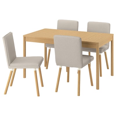 TONSTAD / TONSTAD Table and 4 chairs, oak veneer/Fridtuna light beige oak effect, 55 1/8/77 1/8x33 1/2 "