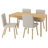 TONSTAD / TONSTAD Table and 4 chairs, oak veneer/Fridtuna light beige oak effect, 59x31 1/2 "