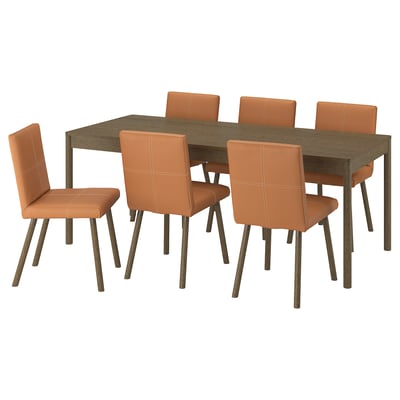 TONSTAD / TONSTAD Table and 6 chairs, brown oak veneer/Bomstad golden brown brown oak effect, 78 3/4x33 1/2 "