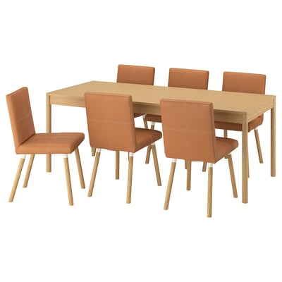 TONSTAD / TONSTAD Table and 6 chairs, oak veneer/Bomstad golden brown oak effect, 78 3/4x33 1/2 "