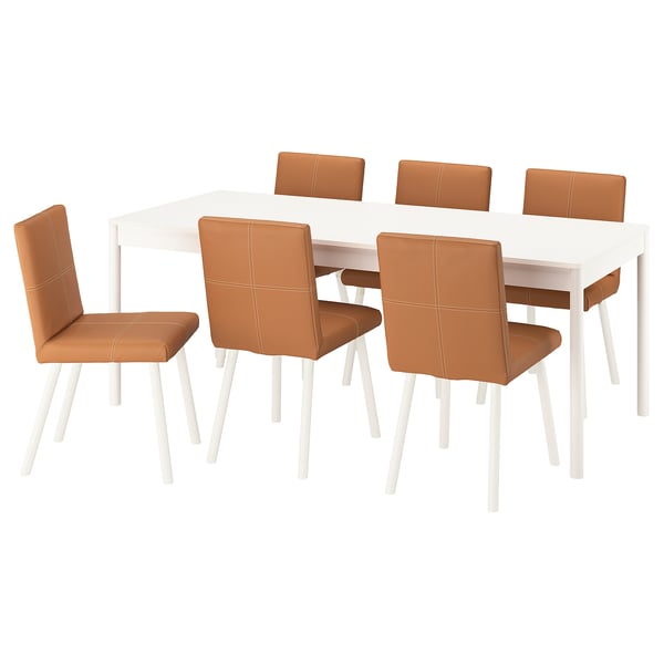 TONSTAD / TONSTAD Table and 6 chairs, off-white/Bomstad golden brown off-white, 78 3/4x33 1/2 "