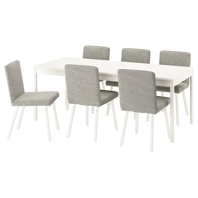 TONSTAD / TONSTAD Table and 6 chairs, off-white/Viarp beige/brown off-white, 78 3/4x33 1/2 "