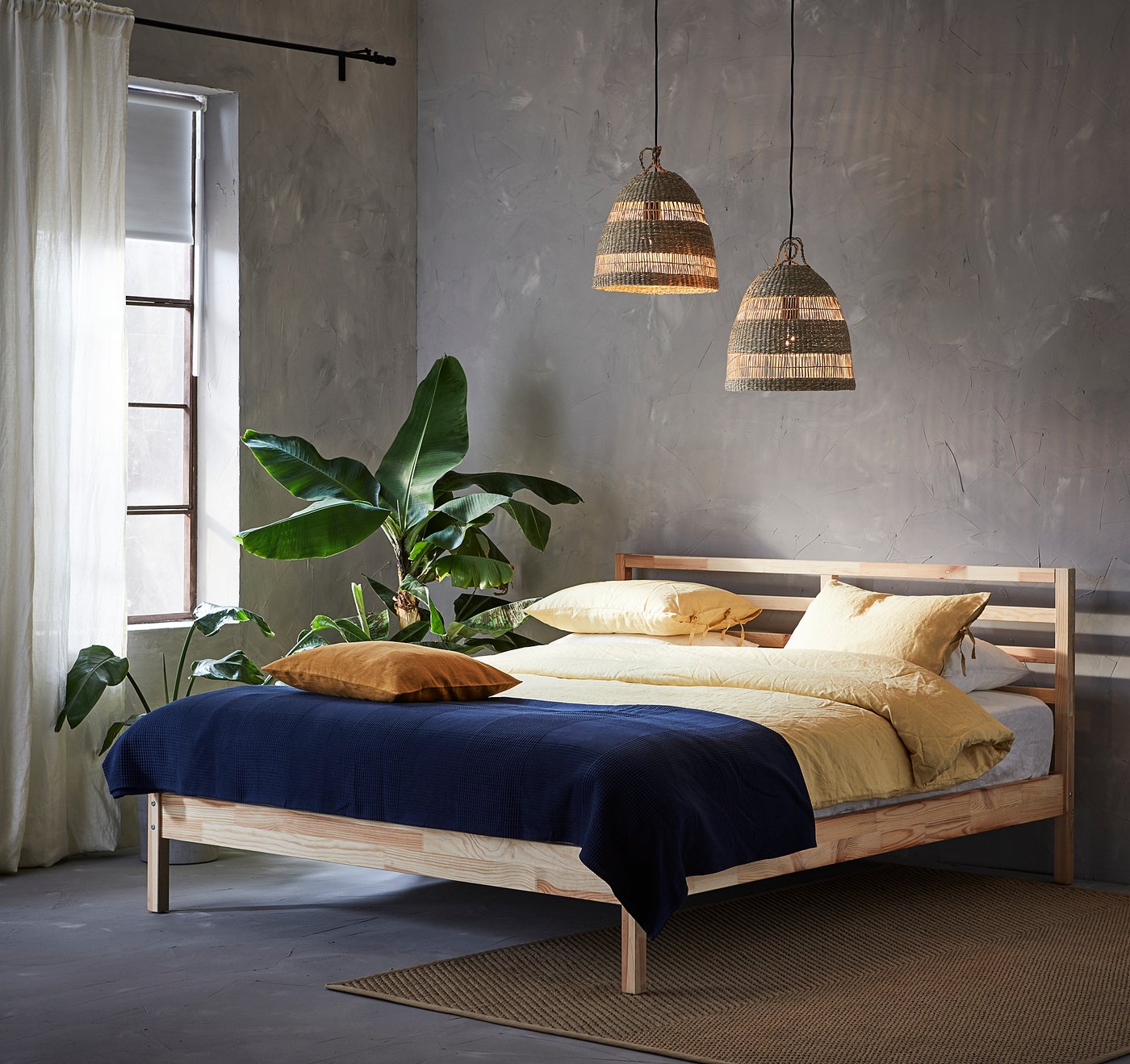 TORARED / HAVSDJUP pendant lamp, handmade sedge/black, 141/8