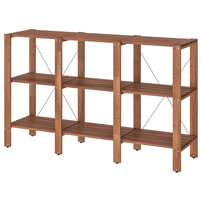 TORDH Shelving unit, outdoor, brown stained, 825/8x133/4x353/8" IKEA