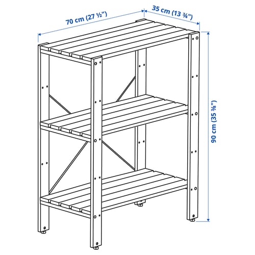 TORDH Shelving unit, outdoor, brown stained, 271/2x133/4x353/8" IKEA