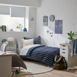 TORNTUSS Comforter set, dark blue/check, Twin/Twin X-long