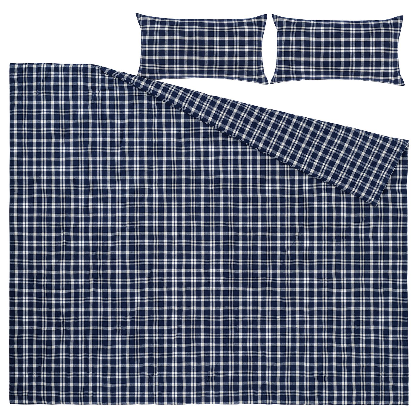 TORNTUSS comforter set, dark blue/check, Full/Queen - IKEA