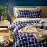 TORNTUSS Comforter set, dark blue/check, Twin/Twin X-long