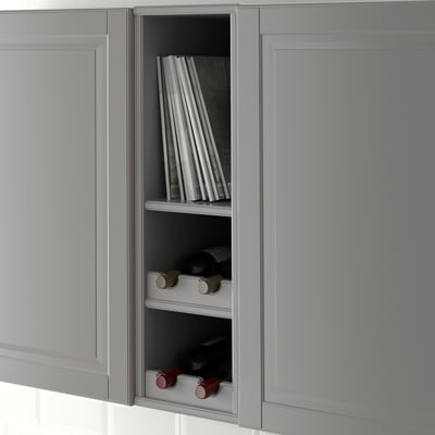 TORNVIKEN Open cabinet, gray, 9x14 5/8x30 "