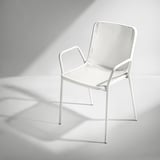 TORPARÖ white metal chair: modern, perforated design, small, durable.